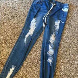 Fashion Nova Distressed Skinny Jeans in Blue